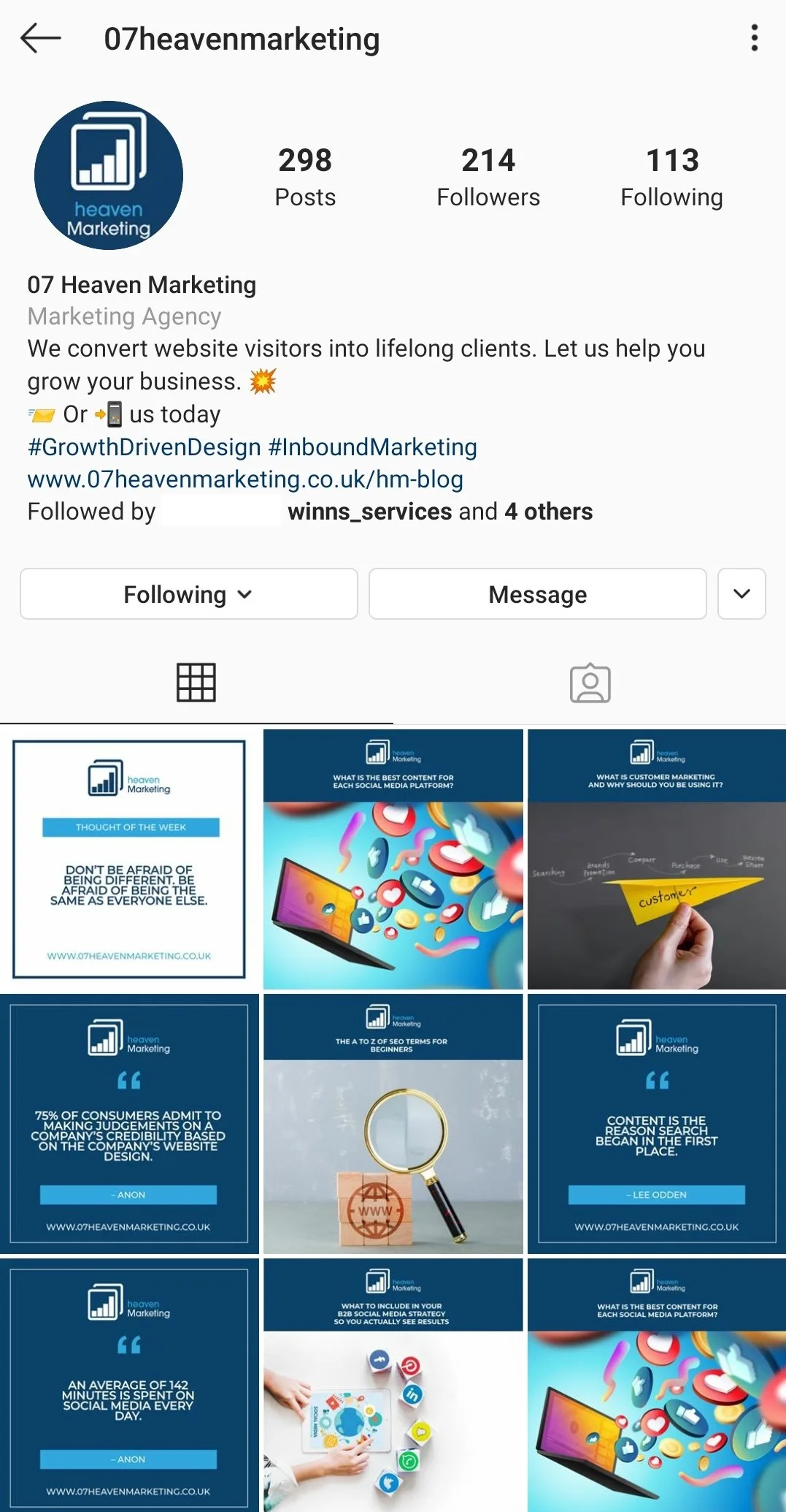 Optimised Instagram Business Page