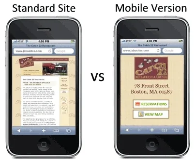 mobile optimised websites before and after